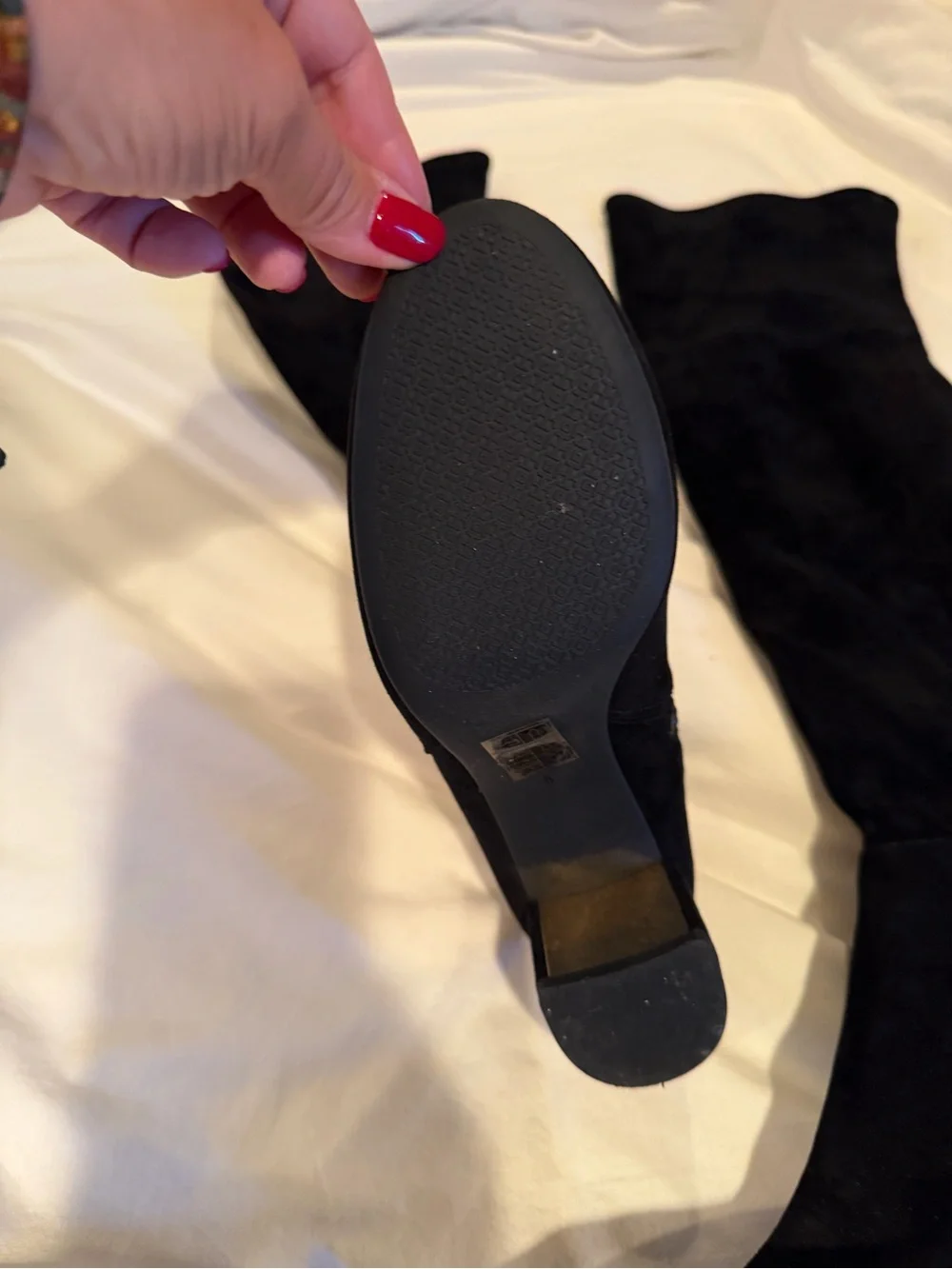 Tory Burch Black Suede Over-the-Knee Block Heel Boots